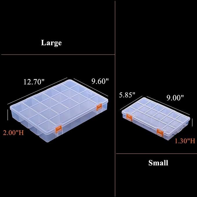 3 Pack Mixed Size Clear Plastic Storage Box Organizer Case with Fixed Compartment for Small Parts, Jewelry, Diamond, Craft Supplies, Sewing Kit, DIY Accessories