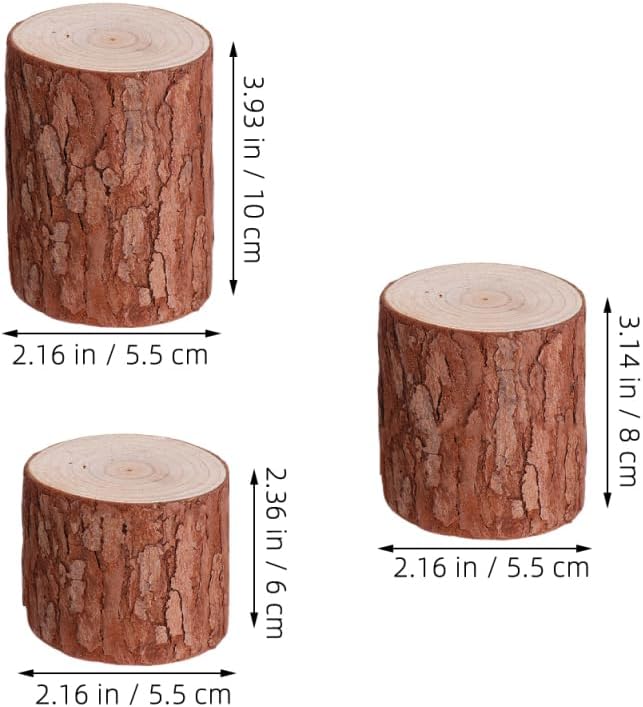 Vaguelly 3Pcs Cedar Wood Tree Stump Display Stands Small Tree Stand Base for Diy Crafts Wooden Tea Light Holder Pillar Candle Stand Photography Prop Natural Wood Decor for Centerpieces - Image 3