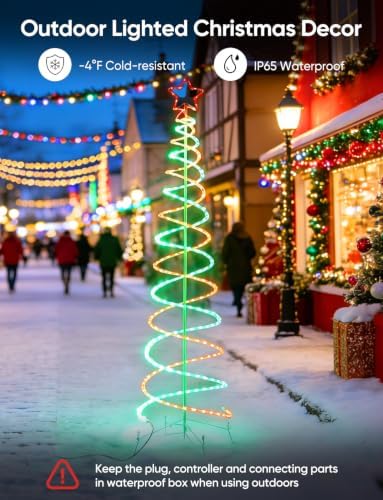 Double Spiral LED Christmas Tree Lights, Green and Red, 7ft - Image 4
