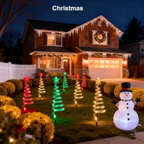 20" Christmas Pathway Lights Outdoor, 6 Pack Smart Spiral Xmas Tree Lights - Image 3