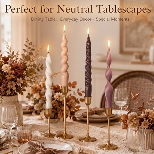 Nuanchu 4 Pcs Twisted Taper Candles,7.87 Inch,Pure,Mocha Brown - Image 3