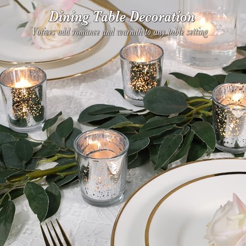 UPBUD Silver Votive Candle Holders Set of 24 - Image 3