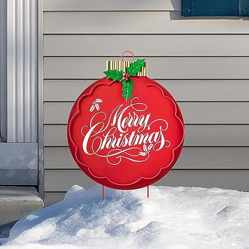 Glitzhome Metal Lantern Christmas Ornament Yard Sign with Stake, 24"H Xmas Decorative Wall Hanging Decoration for Garden Home Lawn Pathway Walkway by Glitzhome