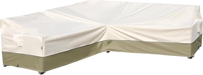 Outdoor Sectional Couch Cover - Patio Fruniture Covers Waterproof, Rip-Stop, Anti-UV 600D Heavy Duty with 3 Air Vent (V-Shaped-105''X105''), Light Green
