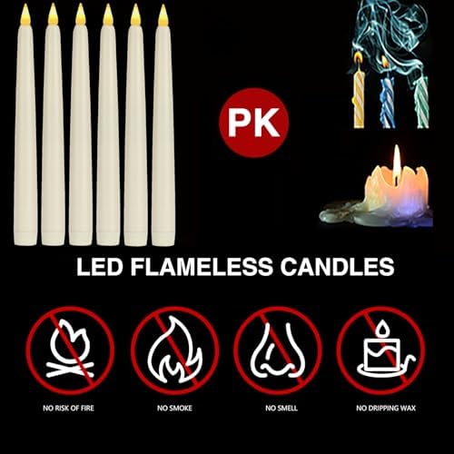 Flameless Taper Candles with Remote Control and Timer, Battery Operated LED Candlesticks with Flickering 3D Flame, 9.6×0.8 Inches Plastic Fake Candles for Christmas, Wedding and Home Decor (Ivory, 15) - Image 6