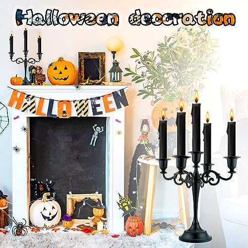 5-Arm Metal Candelabra Candle Holder Table Centerpiece, Black - Image 4