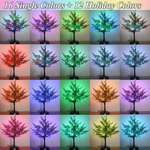 RGB Lighted Mini Christmas Tree, 72 LED 28 Colors Changing Artificial Christmas Decorations Tree for Home, 20in Tabletop Christmas Tree Lights with Multicolor Ball for Bedroom Living Room Party Decor - Image 4