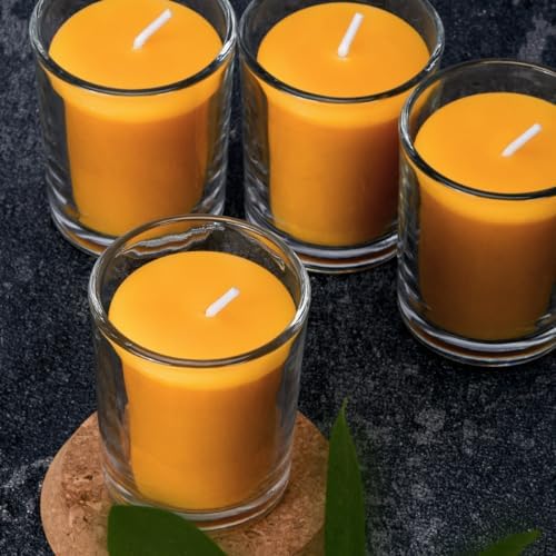 DEYBBY Yellow Beeswax Votive Candles in Glass Jar-6 Pack - Image 2