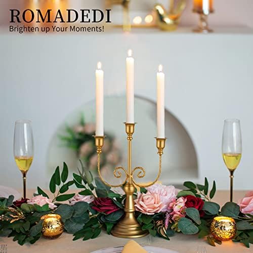 Romadedi Gold 3 Arm 11.8" Candelabra Candle Holders, Set of 2 - Image 6