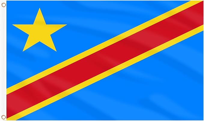 AhfuLife Flag 3x5 Ft, Large Flags for Outside - Double Side with Brass Eyelets for World Cup Olympic Party Decorations Bar Garden Street Decoration Indoor Outdoor (2, Congo DR)
