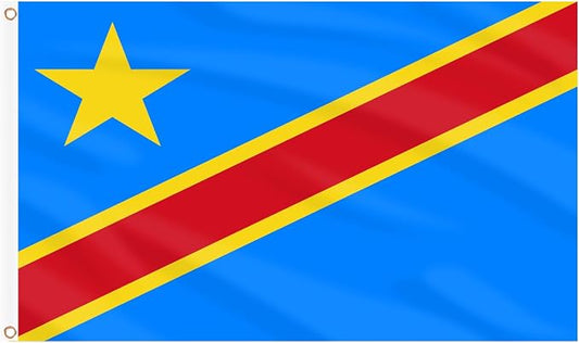 AhfuLife Flag 3x5 Ft, Large Flags for Outside - Double Side with Brass Eyelets for World Cup Olympic Party Decorations Bar Garden Street Decoration Indoor Outdoor (2, Congo DR)