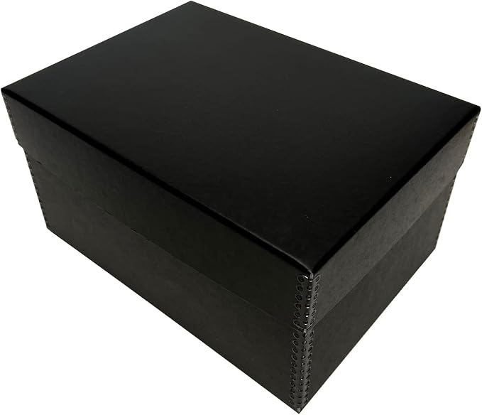 Lineco 4x6 Photo Storage Box, with 12 Acid-Free Envelope, 5.5x7.5x11, Black | Holds Up to 1000 3.5" x 5", or 4" x 6" Pictures, Metal Edge, Archival Organizer for Cards, Prints, Stickers, Stamps, Seeds