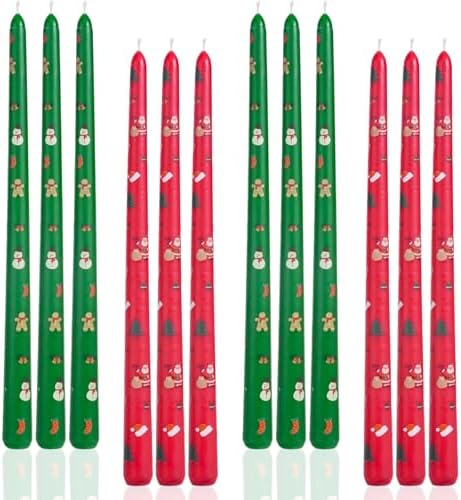 Tall Taper Candles Christmas Long Candlesticks 12 inch red Green Candle for Wedding Advent Home Decor Dinner Christmas，Set of 12,red Green by LPUSA