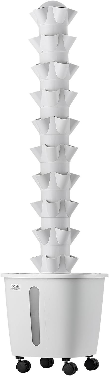 VEVOR Hydroponic Tower, 50 Pods 10 Tiers Hydroponics Growing System Kit with App Control & Casters, Vertical Home Garden with 20L Water Tank & Pump, Planter for Indoor Herbs, Fruits and Vegetables