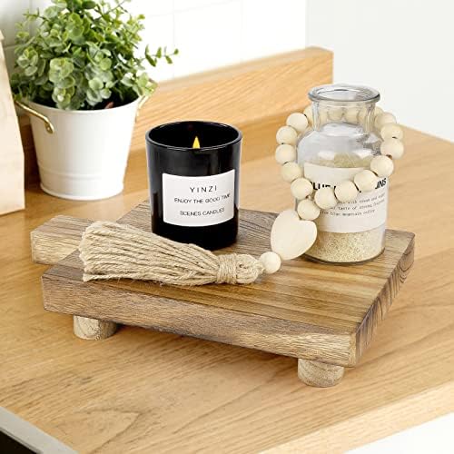 Handmade Wooden Tray,Practical Bathroom and Kitchen Decoration for Soap,Bath Bottles,Candles,Toilet Paper,Plant Holder(10.8 x 6.9 Inch)(Wood Color) - Image 5