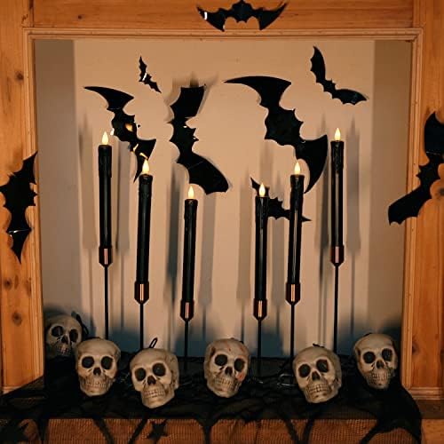 Homemory Black Flameless Taper Candles with Remote and Timer, Real Wax LED Taper Candles Battery Operated, Flickering Candle Sticks for Party Halloween Indoor Decoration, 6 Pcs, 9.6 inches - Image 4