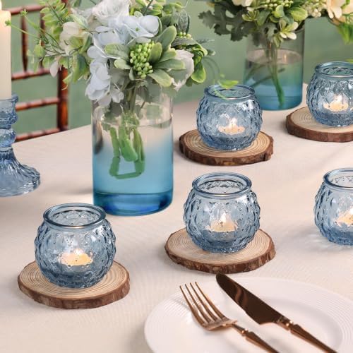 DARJEN 20 Pcs Blue Votive Candle Holder 2.55"x2.6" Tea Light Candle Holder - Image 6