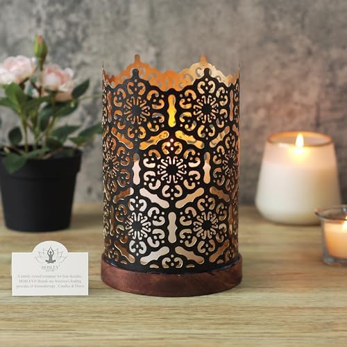 Hosley® Metal Diamond Cut Design Candle Holder 7.5 Inch High, Black Gold Perfect for Home Decor, Lighting, Wedding, Parties, Gifting - Image 2