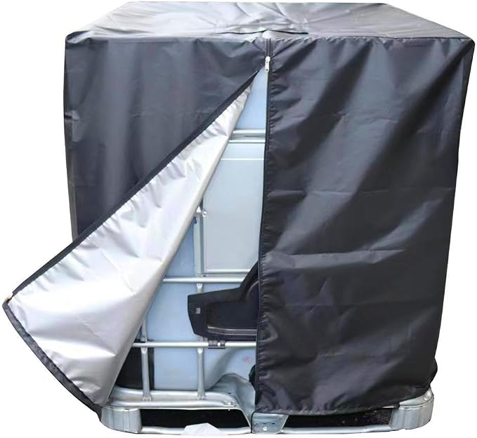 IBC Tote Cover, GDCCPRO 420D Anti-UV Waterproof Cover for 1000L IBC Container Rain Water Tank Outdoor 275 Gallon Rain Barrel Foil Anti-Dust Cover Sun Protection