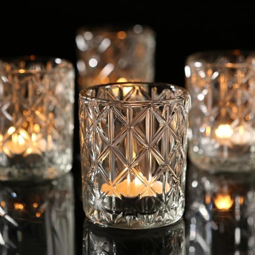 48 Pack Votive Candle Holders, Glass Clear Small Tea Light Candle Holders by Uniteland
