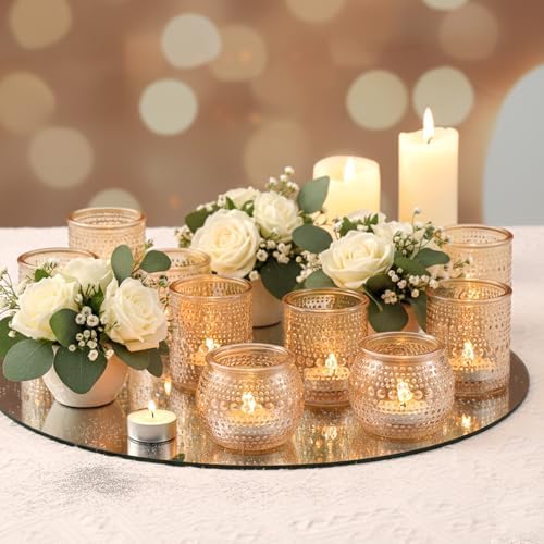 16 Pcs Gold Votive Candle Holders- Gold Centerpieces for Tables, Assorted Tealight Candle Holders for Wedding Table Decor, Rehearsal Dinner, Engagement, Birthday Party Decorations - Image 4