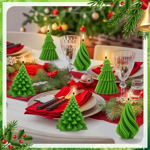 Conelist 6 Pcs Christmas Tree Candles Decorative Xmas Wax Candles Decor - Image 4