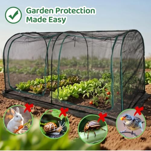 Crop Cage for Garden,98"x49"x49" Tunnel Plant Netting Cover with Zipper,Garden Bed Cover for Protection for Vegetables Fruits,Garden Cage for Plant and Animal - Image 3