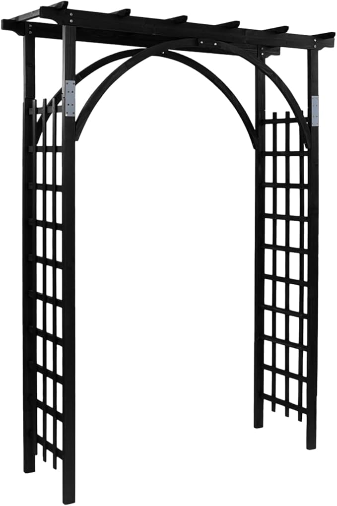 VINGLI 85in Wooden Arbor Garden Arch, Wedding Arch for Ceremony, Wood Trellis for Plant Climbing, Christmas Decor Pergola for Garden Backyard, Lawn (Black)