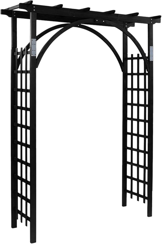 VINGLI 85in Wooden Arbor Garden Arch, Wedding Arch for Ceremony, Wood Trellis for Plant Climbing, Christmas Decor Pergola for Garden Backyard, Lawn (Black)