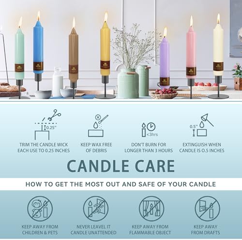 Pastel Short Taper Candle 7 Inch Candlesticks Unscented Dripless Tapered Candle Set for Home Decor Wedding Party Dinner Candles, 4 Pack - Image 6
