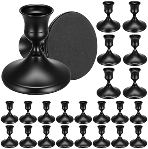 24PCS Brass Black Taper Candle Holders, Vintage Candlestick Holders by Ovveroche