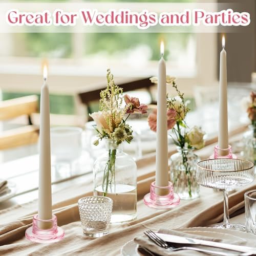 30 Pcs Glass Taper Candle Holders Pink Candlestick Holders - Image 4