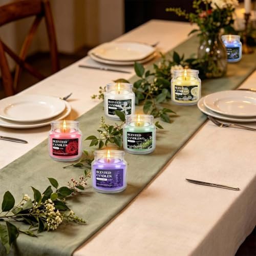 12 Pack Scented Candles Set - 3.5oz Soy Wax Aromatherapy Candles with 6 Fragrances, Long Burning Glass Jar Candles for Home Bedroom Kitchen Bathroom Dining, Gift Set for Women Men - Image 5