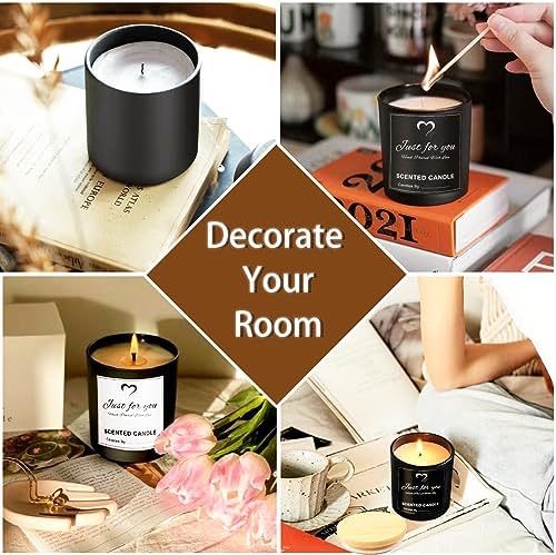 CONNOO 8 Pack 14 OZ Black Glass Candle Jars with Bamboo Lids - Image 5