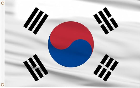 AhfuLife Korean Flag 3x5 Ft, Large Korean Flags for Outside - Double Side with Brass Eyelets for Korean Party Decorations, Soccer Party Bar Garden Decoration Indoor Outdoor