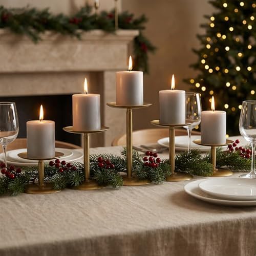 Homemory Fall Halloween Table Decor, Gold Metal Candle Holders Set of 5 - Image 6