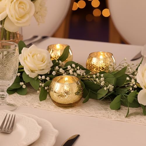 24 Pcs Gold Votive Candle Holders -Gold centerpieces for Wedding Table Decor, Mercury Tealight Candle Holder for Bridal Shower, Engagement, Birthday Party Decorations - Image 3