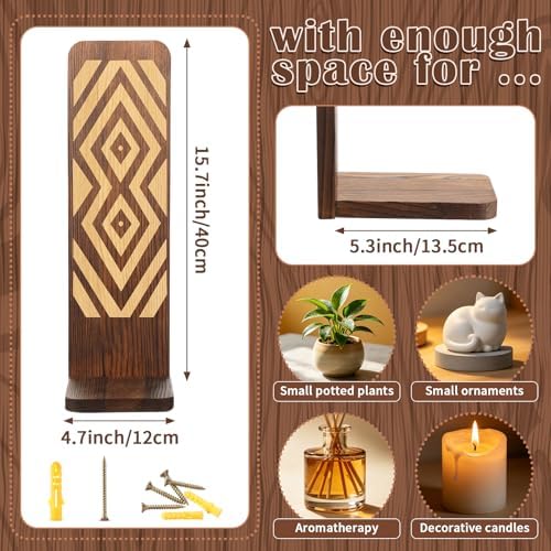2 Pack Fall Bohemian Wooden Candle Sconces Set - Image 2