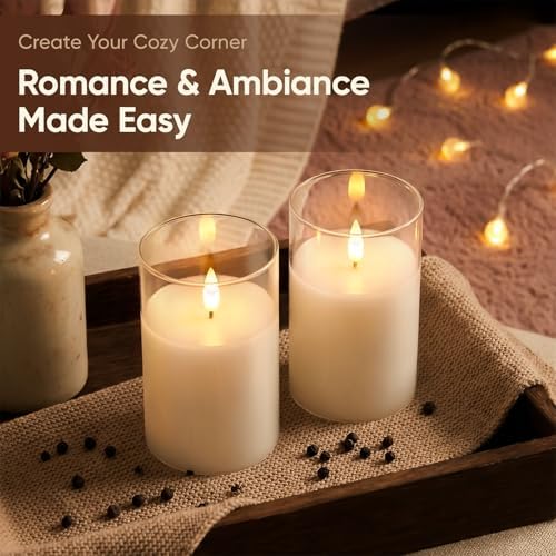 Amagic 3"x5" White Glass Flameless LED Candle Battery Operated with Control - Image 3