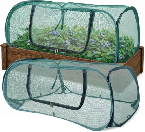 2PCS Pop Up Mesh Plant Cover 33% Sunblock Foldable for Raised Garden Beds by emopaw