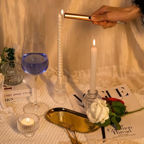Candlestick Holders Set of 3, Ribbed Glass Taper Candle Holders, Reversible Clear Tealight & Candle Stick Candle Holder Vintage Crystal Tealight Candle Holder for Wedding Dinner Party - Image 5