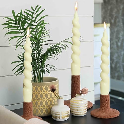 7.5 Inches Spiral Taper Candles Colorful Twisted Candle Dripless Long Candles, Handmade Candlesticks for Wedding Dinner Decor, Set of 4(Ivory) - Image 4