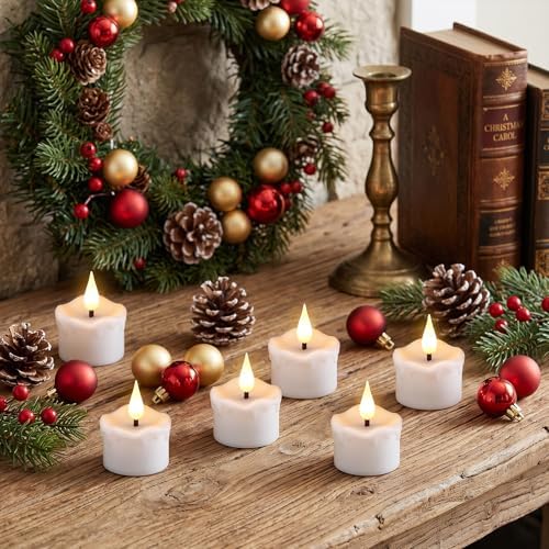 GenSwin Wax Rechargeable Tea Lights Candles Votive Battery Operated Remote - Image 5