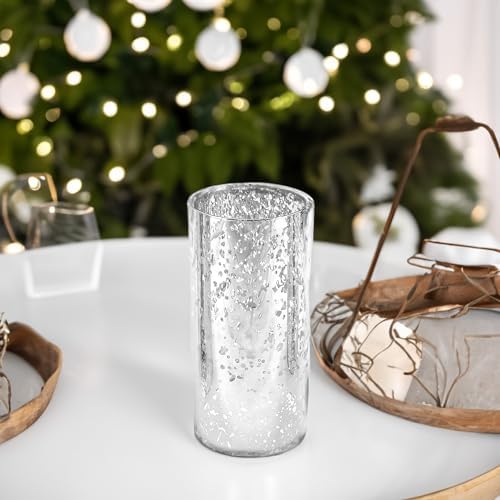 WGVI Hurricane Candle Holder Sleeve, W: 4", Ht: 8", Silver Speckled Glass Cylinder Open Both Ends, Chimney Tube Shade, 6 Pieces - Image 6