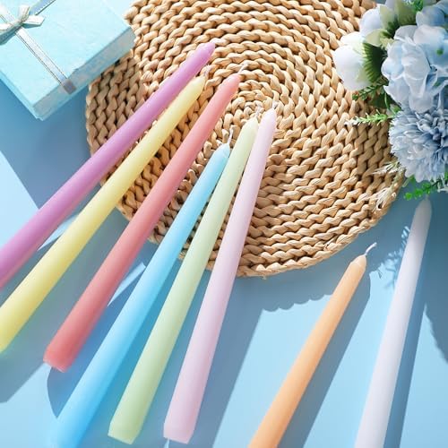 MTLEE 16 Pcs Long Taper Candlestick Bulk 10 Inch Smokeless, Macaron - Image 5