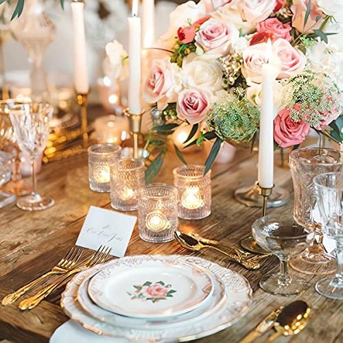DEVI 24pcs Clear Glass Votive Candle Holders, Vintage Candle Holder for Votives&Tea Lights&Floating Candles, Wedding Decorations for Receptions, Valentine Wedding Centerpieces Table Decoration - Image 5