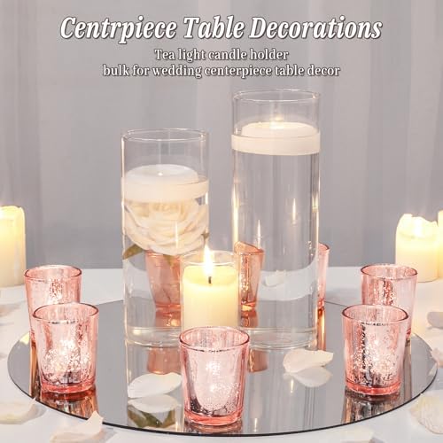 UPBUD Votive Candle Holders Set of 24, Speckled Mercury Rose Gold - Image 4