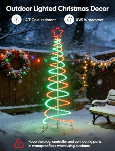 Double Spiral LED Christmas Tree Lights, Green and Red, 5ft - Image 4