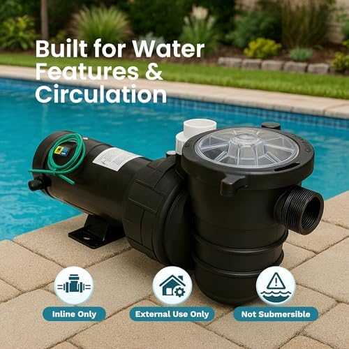 Half Off Ponds 5,500 GPH Pool and Garden Pond Pump, 1.5HP | Energy-efficient 1.5 HP pump, 5500 GPH, quiet heavy-duty motor, thermal protection, includes oversized basket