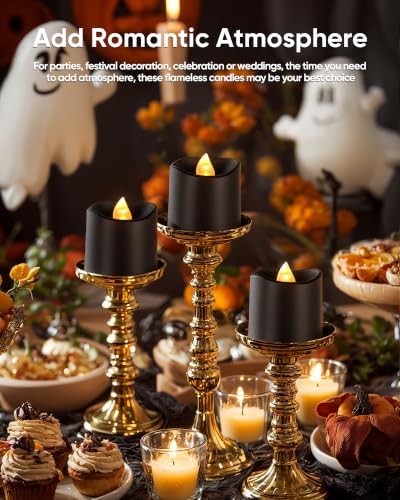 Homemory Black Flameless LED Votive Tealight Candles & Timer Remote, 12Pack - Image 4